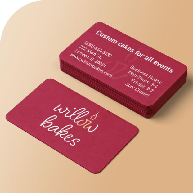 willow bakes business cards